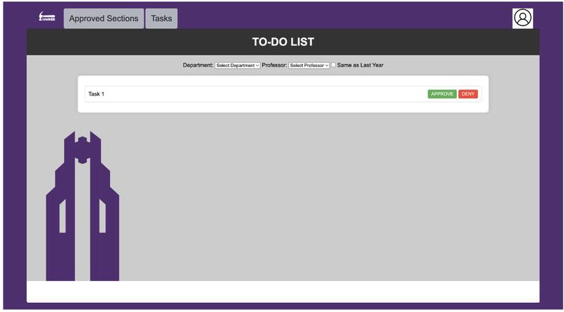 Screenshot of Taylor University Registrar Web App